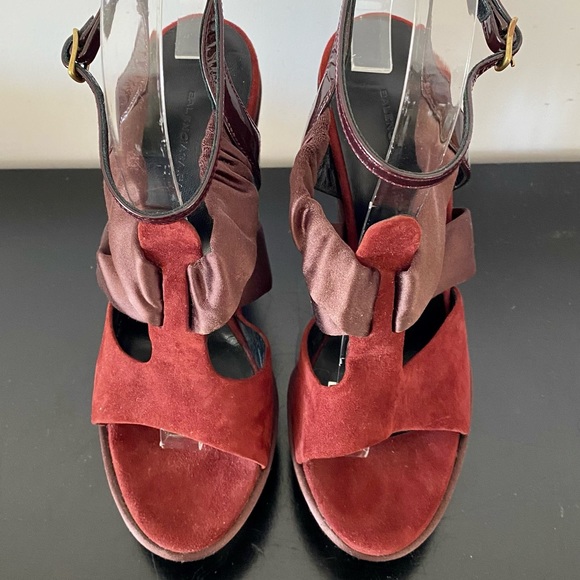 Balenciaga Burgundy Strappy Platform Heels - Picture 8 of 9